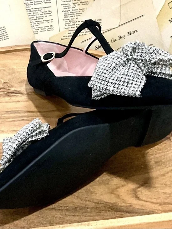 Anthropologie Pretty Ballerinas Ella Flat With Rhinestone Bow - Picture 7 of 7